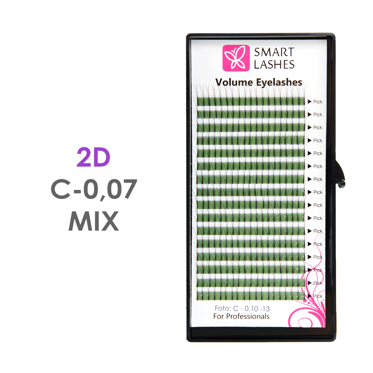 Volume Lashes 2D - C - 0,07 mm x MIX 8-15 mm - 16 linee | Smart Lashes