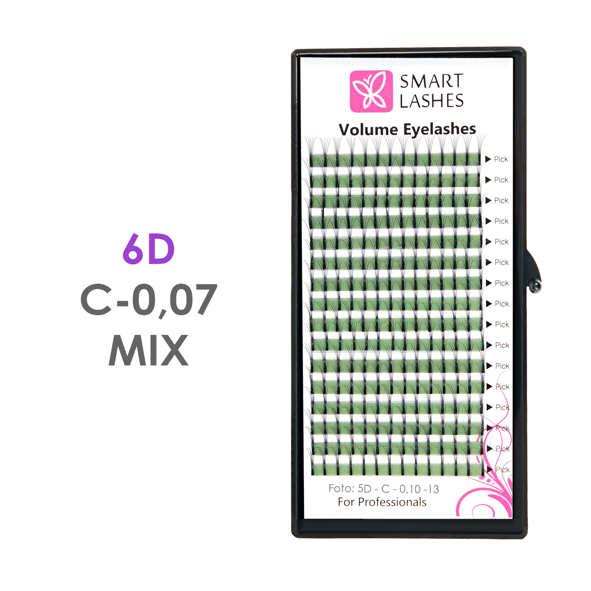 Volume Lashes 6D - C - 0,07 mm x MIX 8-15 mm - 16 linee | Smart Lashes