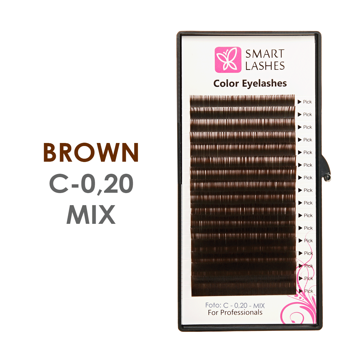 Ciglia marroni - C - 0,20 mm x 8 - 15 mm - 16 linee | Smart Lashes