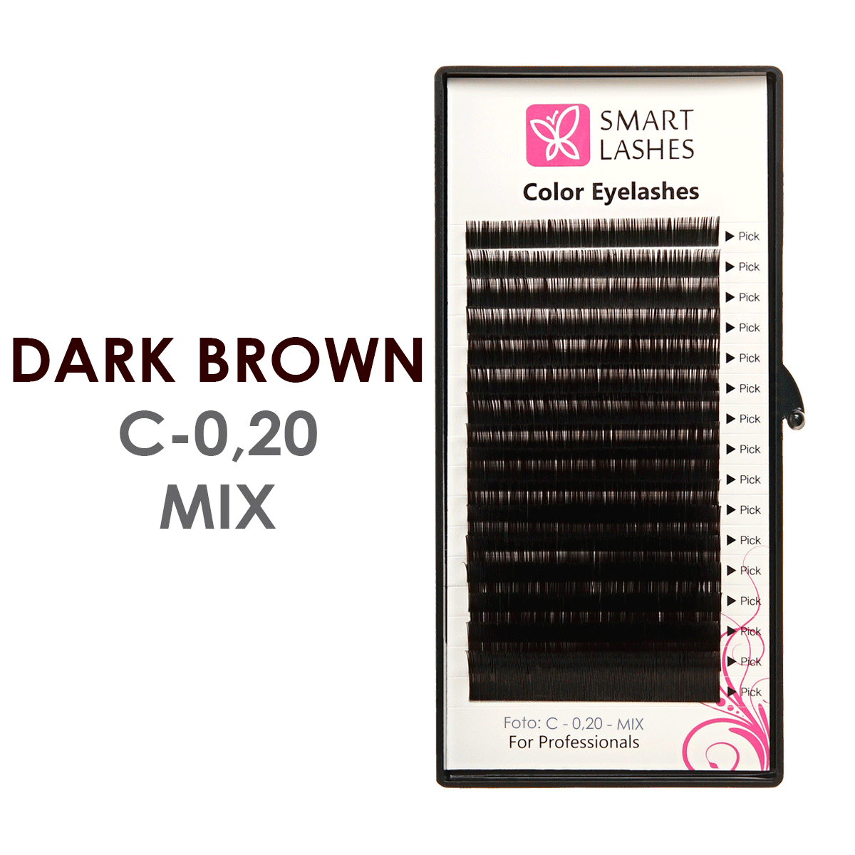 Ciglia marrone scuro - C - 0,20 mm x 8 - 15 mm - 16 linee | Smart Lashes