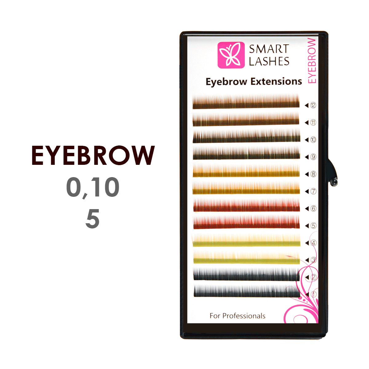 Sopracciglia finte Colour MIX - 0,10 mm x 05 mm - 12 linee | Smart Lashes