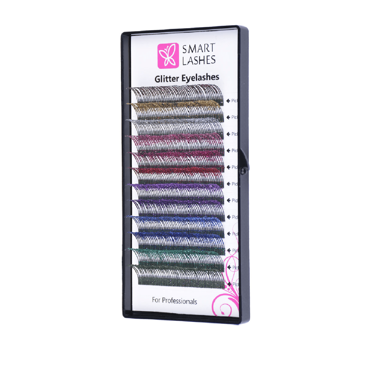 Ciglia glitterate MIX - C - 0,20 mm x 14 mm - 12 linee | Smart Lashes