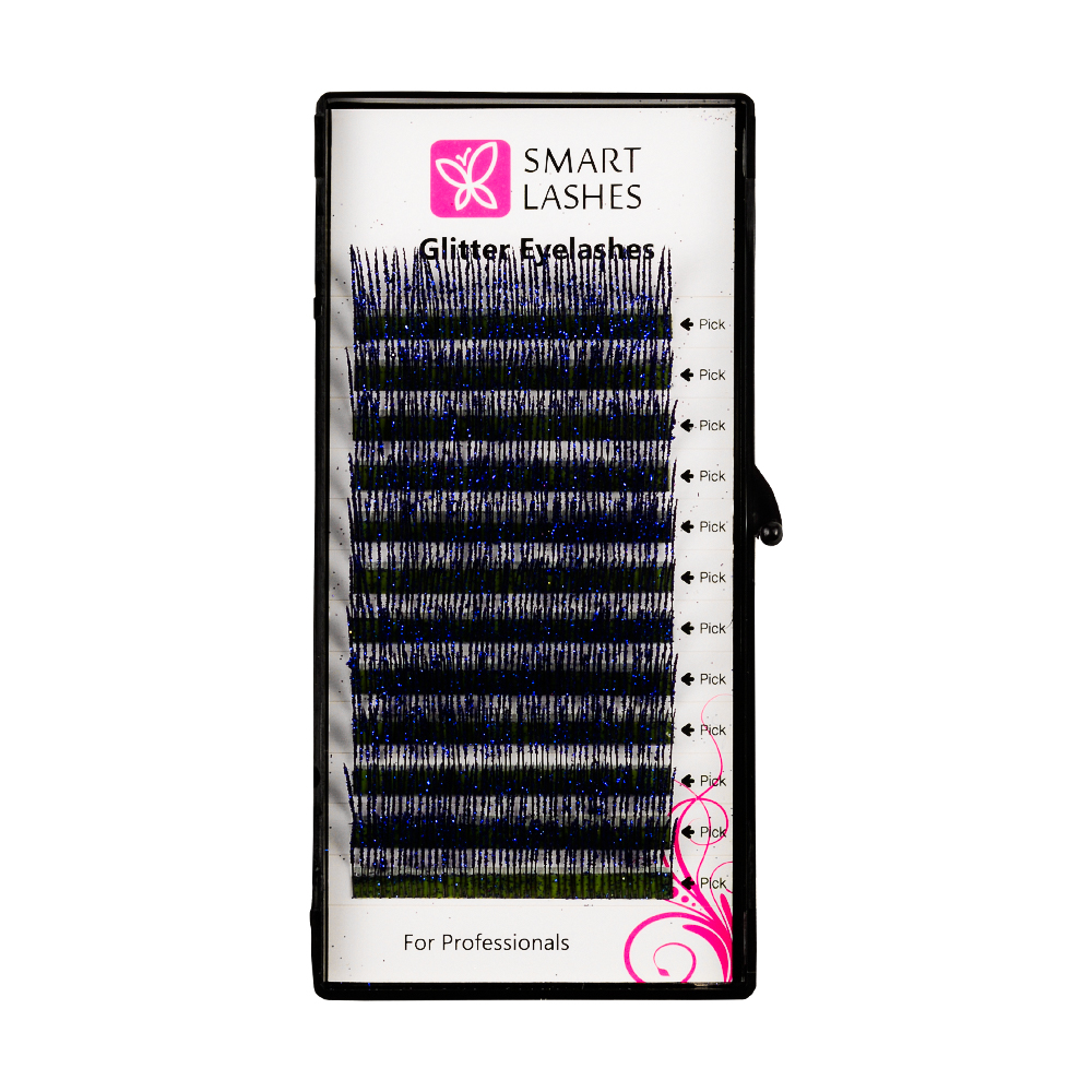 Ciglia glitterate - Blu - C - 0,20 mm x 14 mm | Smart Lashes