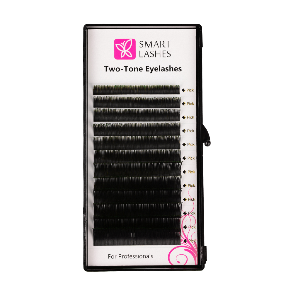 Ciglia Ombre - verde e nero - C - 0,20 mm - MIX | Smart Lashes