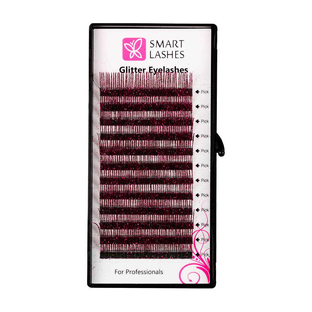 Ciglia glitterate - Rosso - C - 0,20 mm x 14 mm | Smart Lashes