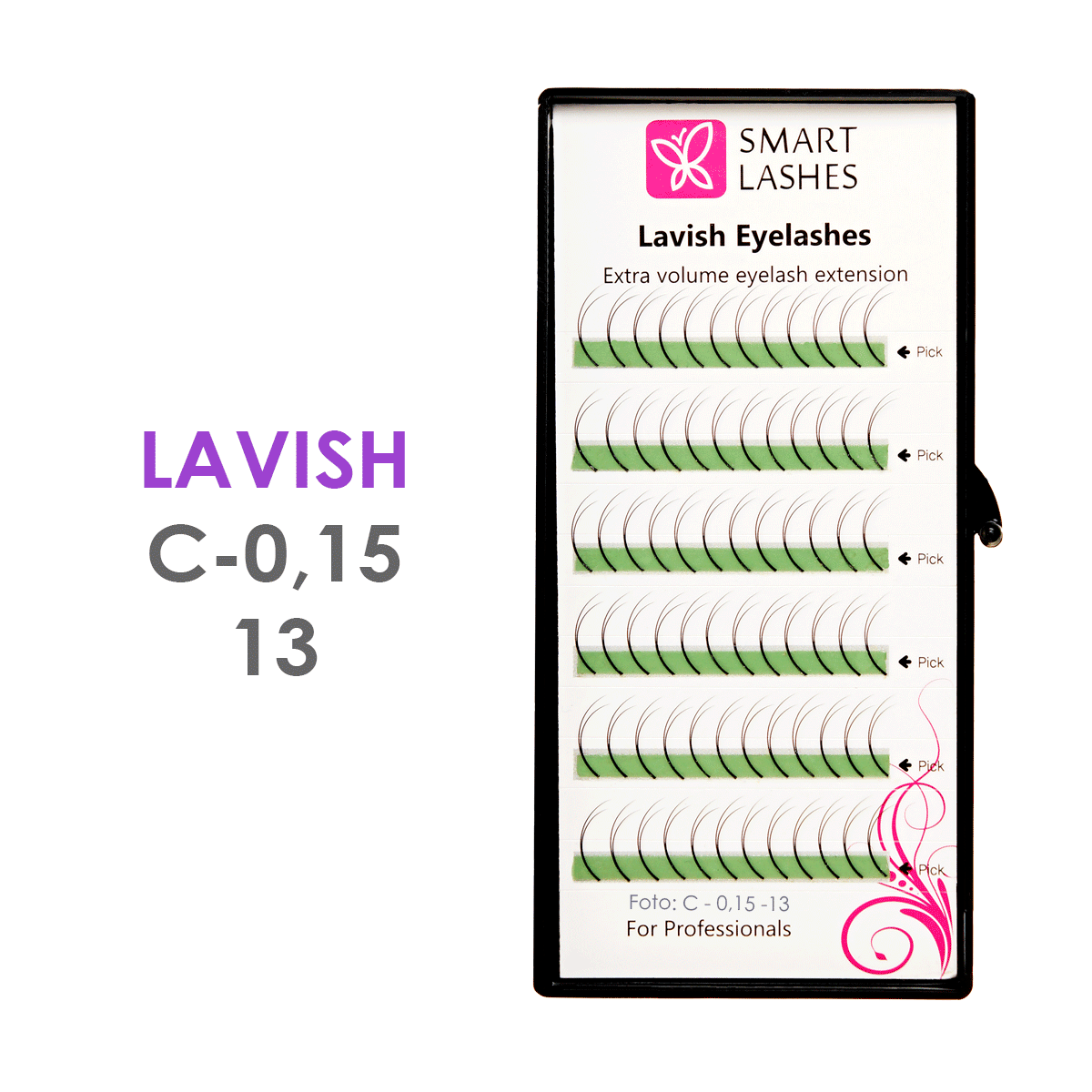 Ciglia doppie - C - 0,15 mm x 13 mm - 6 linee | Smart Lashes