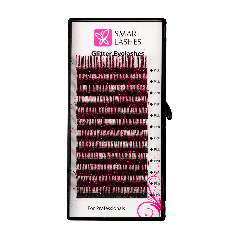 Ciglia glitterate - Rosa - C - 0,20 mm x 14 mm | Smart Lashes