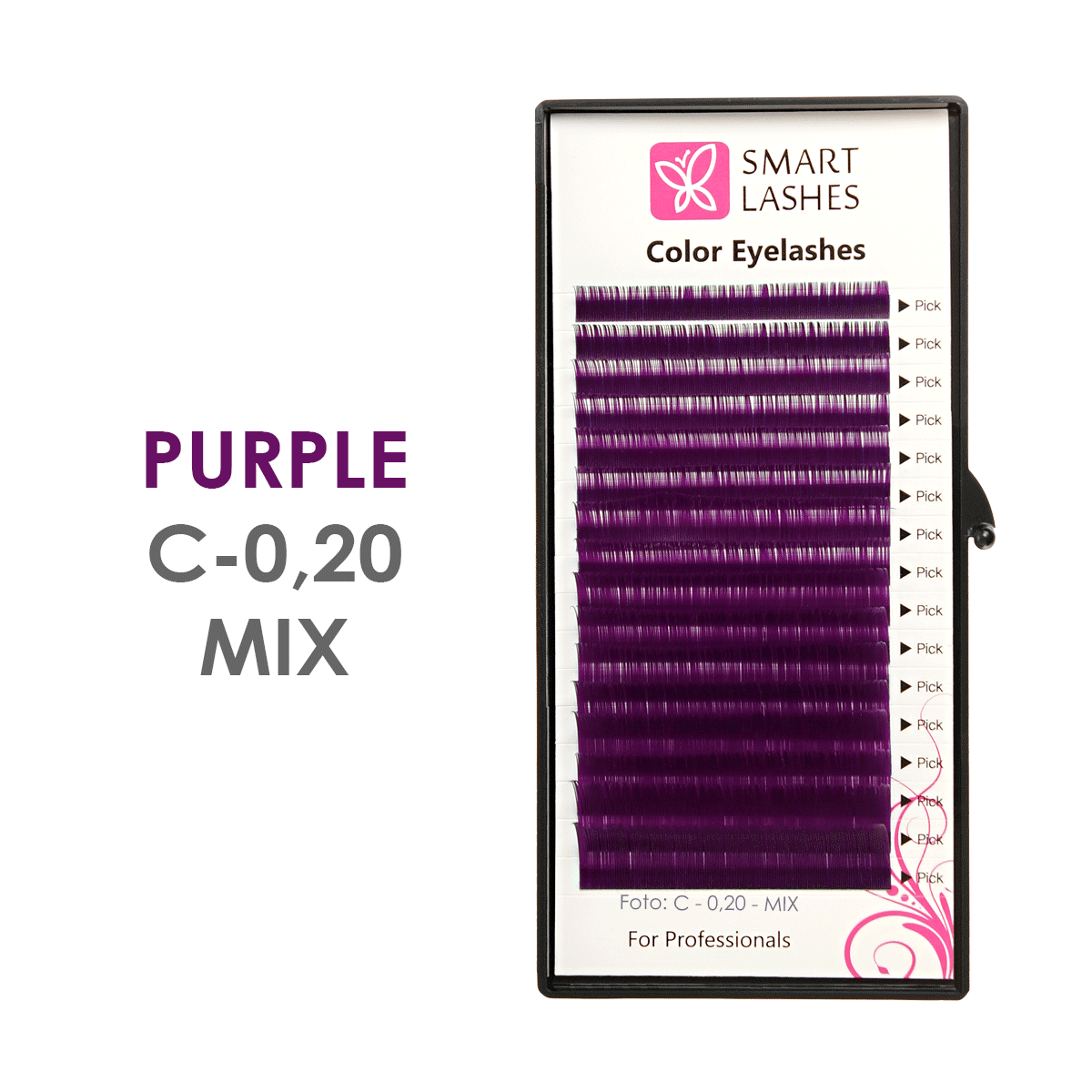 Ciglia viola - C - 0,20 mm x 8 - 15 mm - 16 linee | Smart Lashes